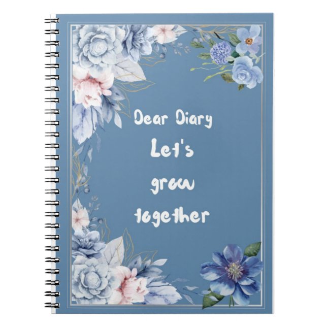 Journal à spirale floral | Cahier de fleurs bleues (Devant)