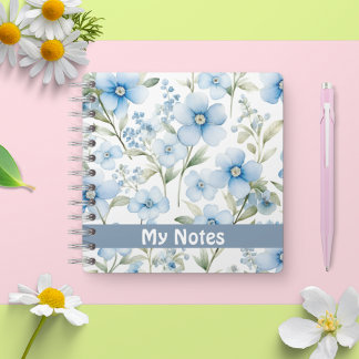 JOURNAL Aquarelle fleurs bleues carnet personnalis