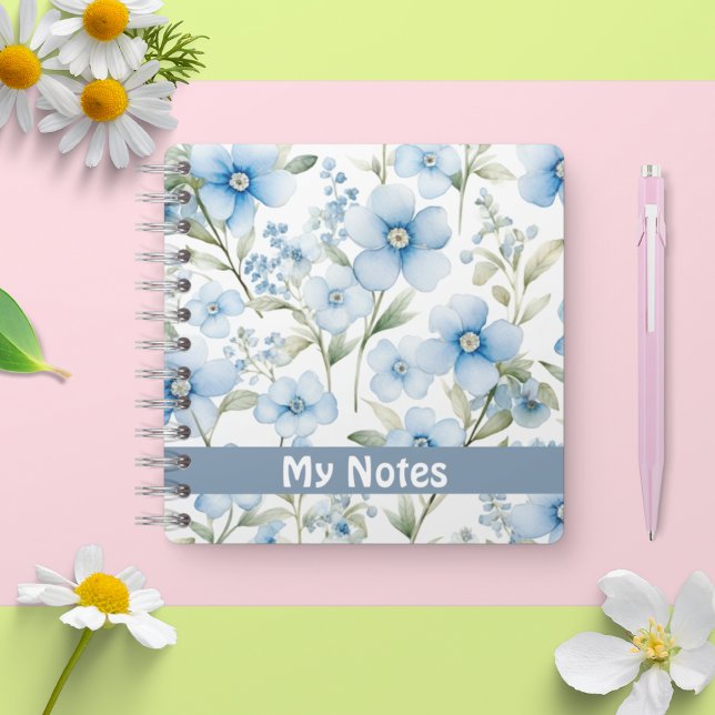 JOURNAL Aquarelle fleurs bleues carnet personnalis (JOURNAL Watercolour blue flowers custom notebook)