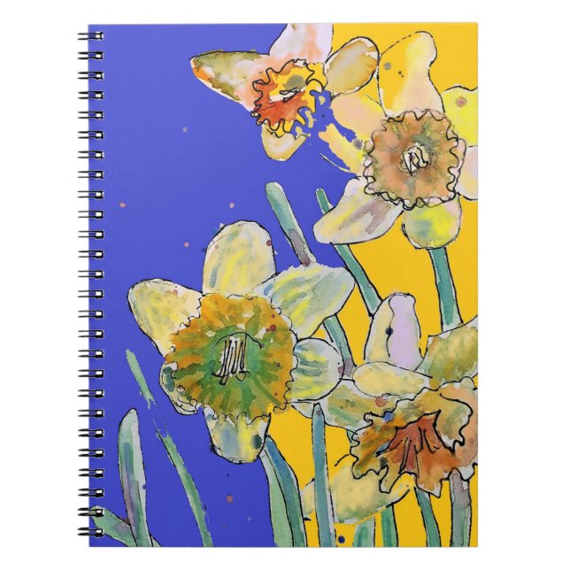 Journal aquarelle jonquille  Notebook floral (Devant)