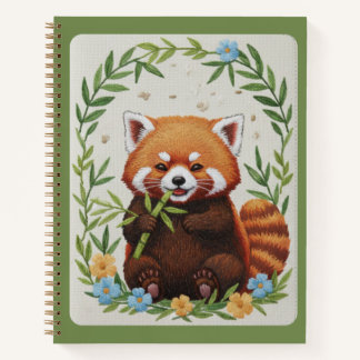 Journal Bamboo Buddy Brodé Panda Rouge
