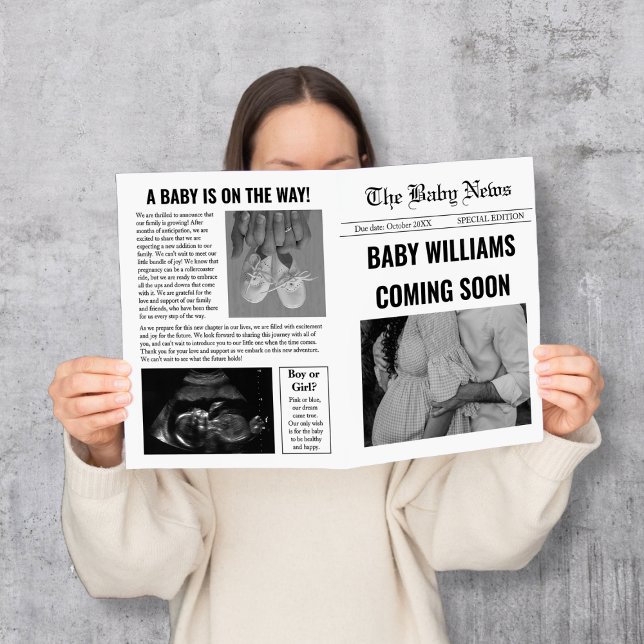 Journal Bébé Bientôt Grossesse Faire-part (Newspaper Baby Coming Soon Pregnancy Announcement)