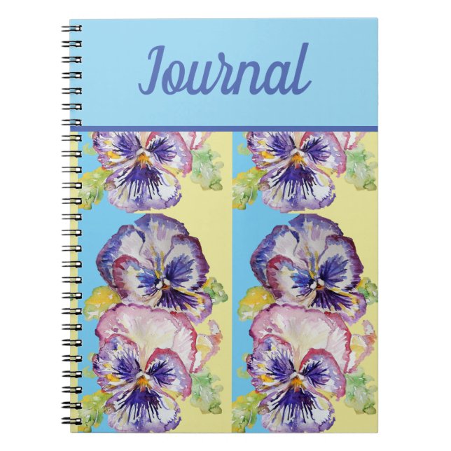 Journal Book Pansy Purple Flower Watercolour Art (Devant)