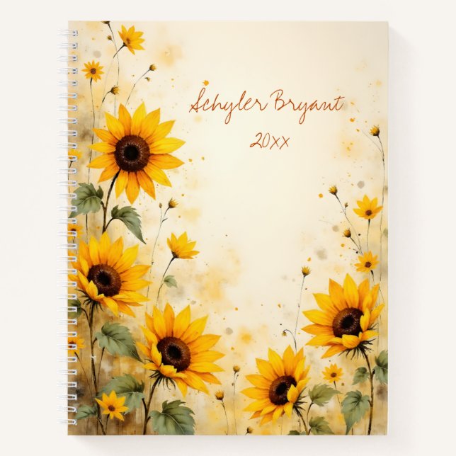 Journal botanique à reliure spirale Tournesols Flo (Devant)