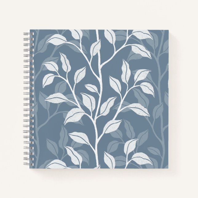 Journal Botanique Élégant à Feuille de Bleu Poussi (Devant)