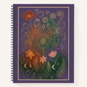 Journal botanique sombre vintage Gold Poppy & Fern