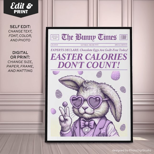Journal branché Bunny de Pâques, Décorations de Pâ (Trendy Easter Bunny Newspaper, Easter Decorations)