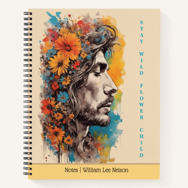 Journal / Cahier de profil masculin floral bohème (Devant)