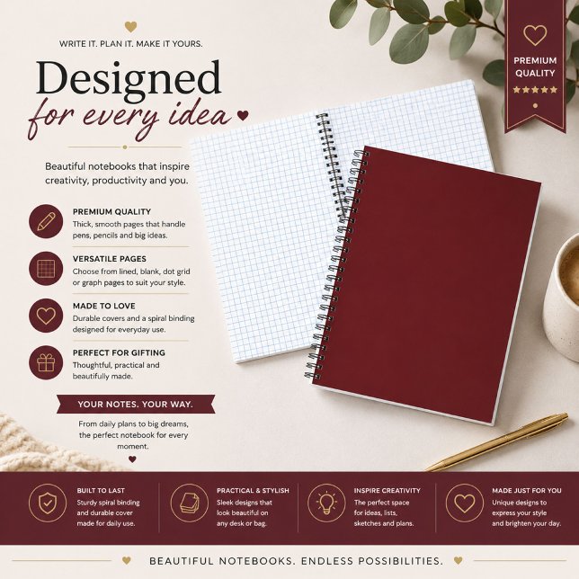 Journal cahier personnalisé à reliure spirale (Créateur téléchargé)