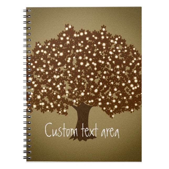 Journal cahier rustique arbre illuminé vintage (Devant)