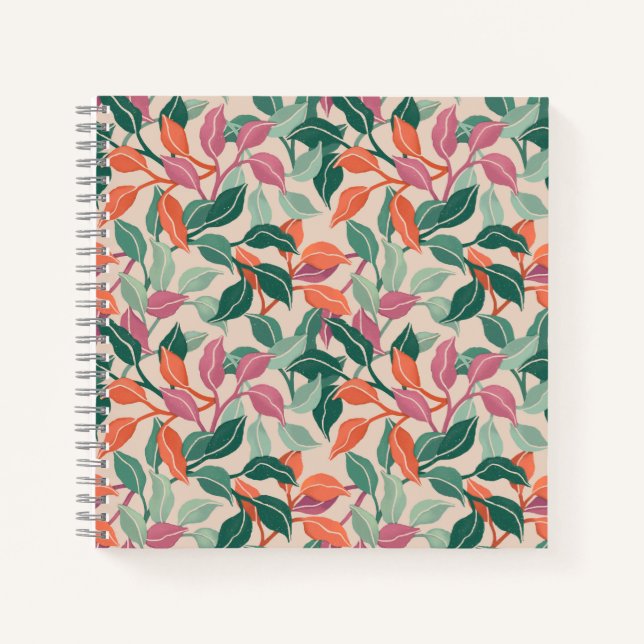 Journal Chic Botanique Feuille Tropicale Corail Ve (Devant)