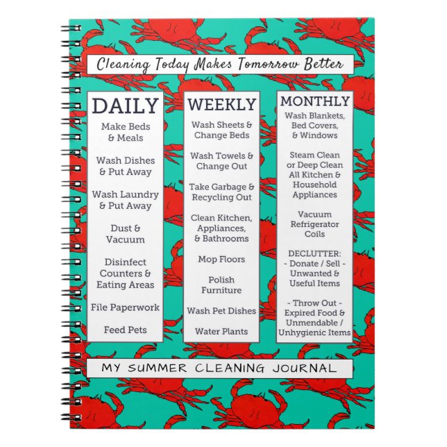 Journal côtier de nettoyage de style d'été (Devant)