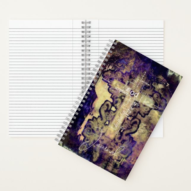 Journal croix grunge et mots (À l'intérieur)