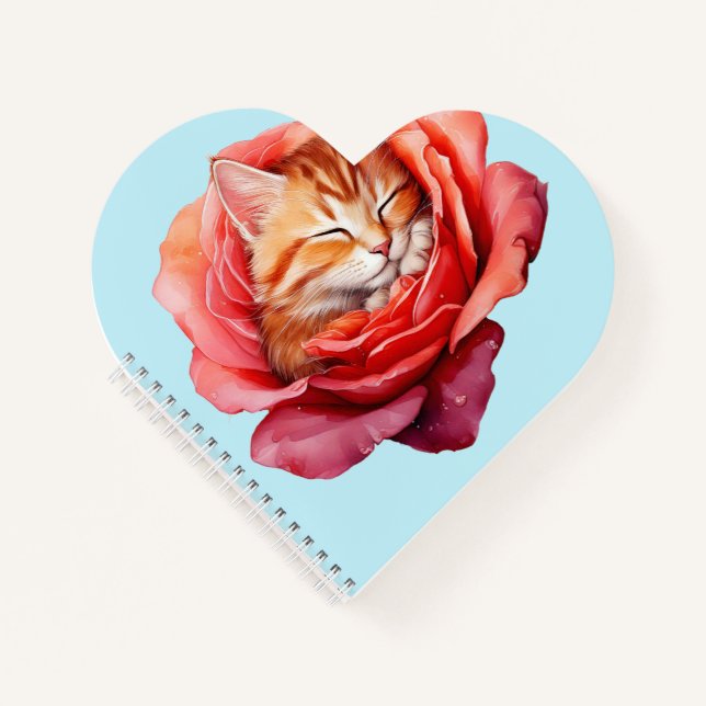 Journal Cute Cat - Carnet Spiral En Forme De Coeur (Devant)