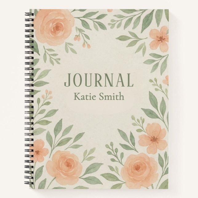 Journal d'aquarelle florale personnalisée (Devant)