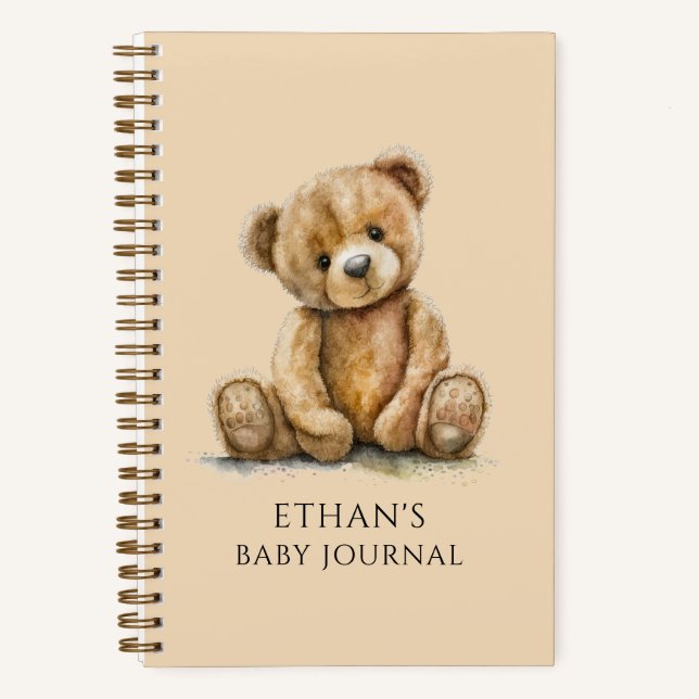Journal de bébé personnalisé avec un ours en peluc (Recto)