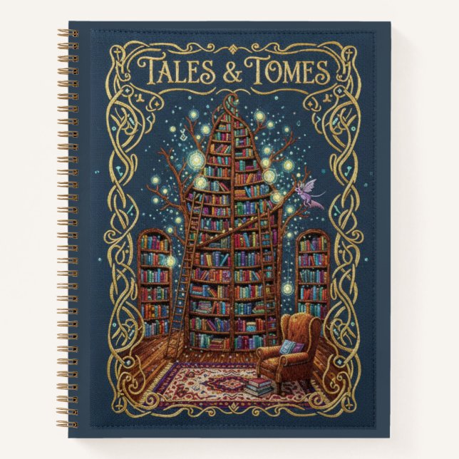 Journal de bibliothèque magique brodé Tales & Tome (Devant)