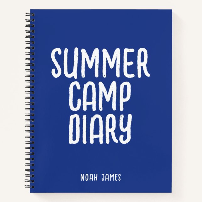 Journal de camp d'été personnalisé en bleu  (Devant)