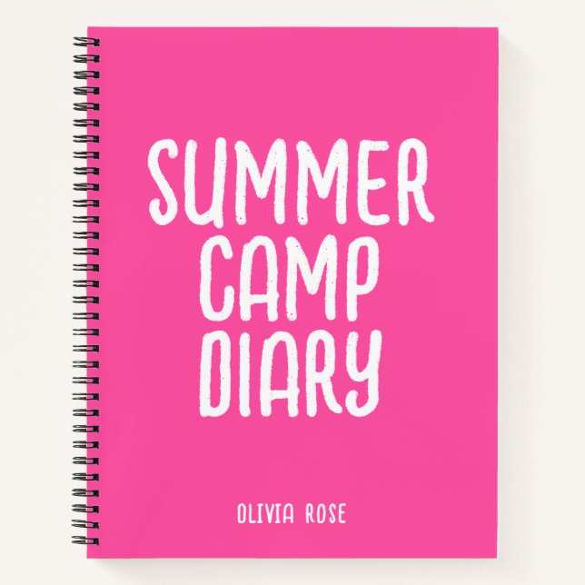 Journal de camp d'été personnalisé en rose  (Devant)