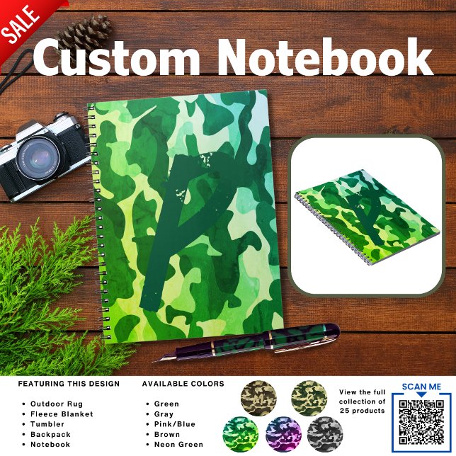 Journal de Camping | AJOUTER INITIAL Camouflage En (Créateur téléchargé)