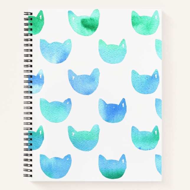 Journal de chat à l'aquarelle bleu vert pour artis (Devant)