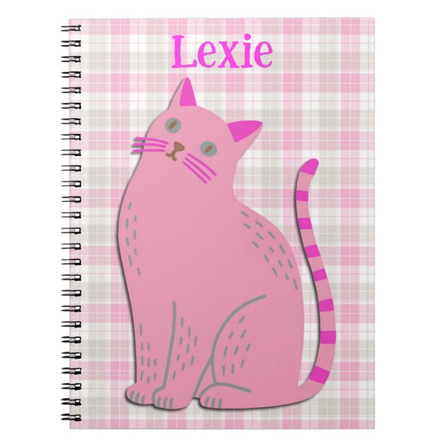 Journal de chat Kitty en rose au nom personnalisé (Devant)