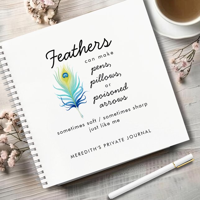 Journal de citation motivationnel impertinent à pl (Peacock Feather Sassy Sayings Motivational Quote Notebook - White)