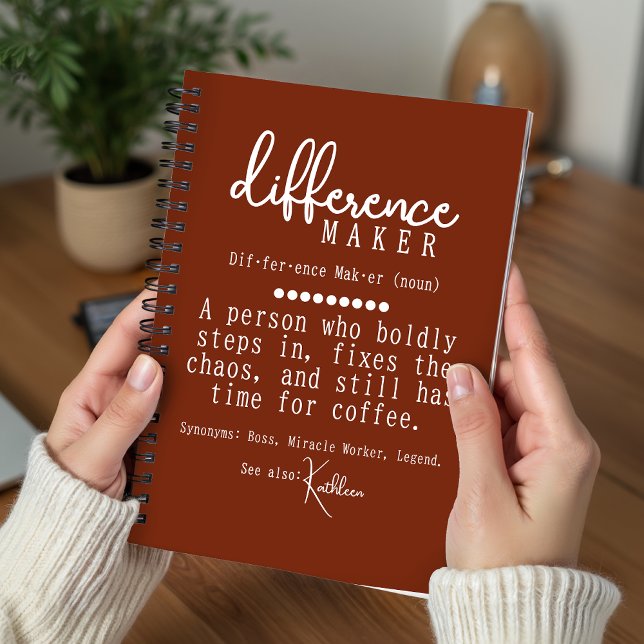 Journal de citation personnalisé pour collègues (Personalized Difference Marker Notebook Gift for Coworkers, Teacher, Mentor Nurse, or Colleague)