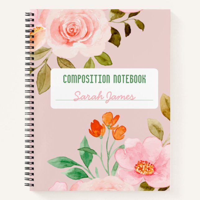 Journal de composition personnalisée en fleurs ros (Devant)