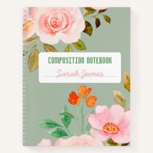 Journal de composition personnalisée en vert clair