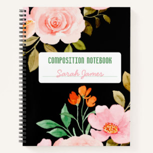 Journal de composition personnalisée Floral Noir