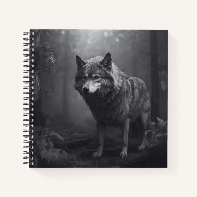 Journal de couverture rigide du Loup noir et blanc (Devant)
