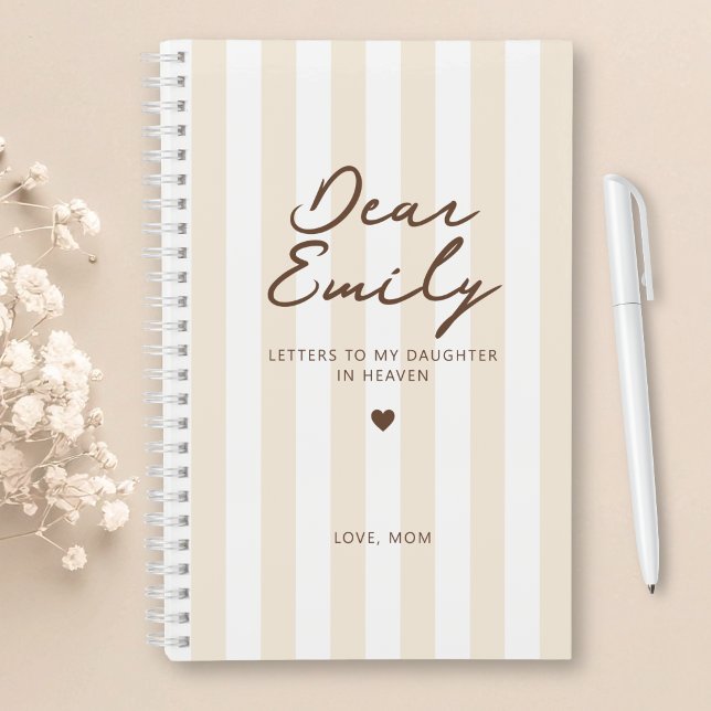 Journal de deuil de chère fille en rayure beige (Créateur téléchargé)