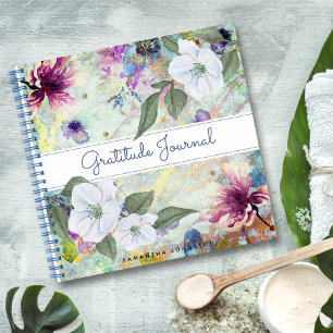 Journal de gratitude à l'aquarelle florale verte v