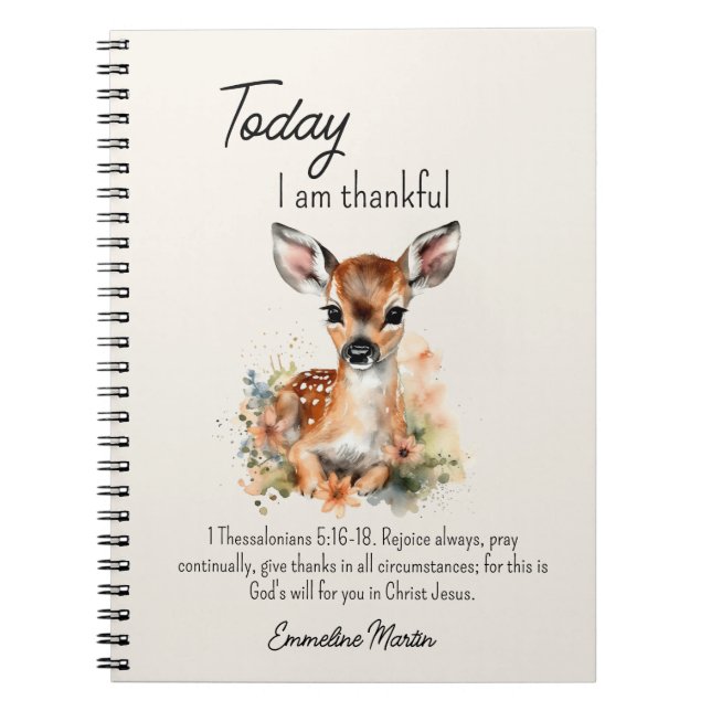 Journal de gratitude chrétien Verset biblique Faon (Devant)