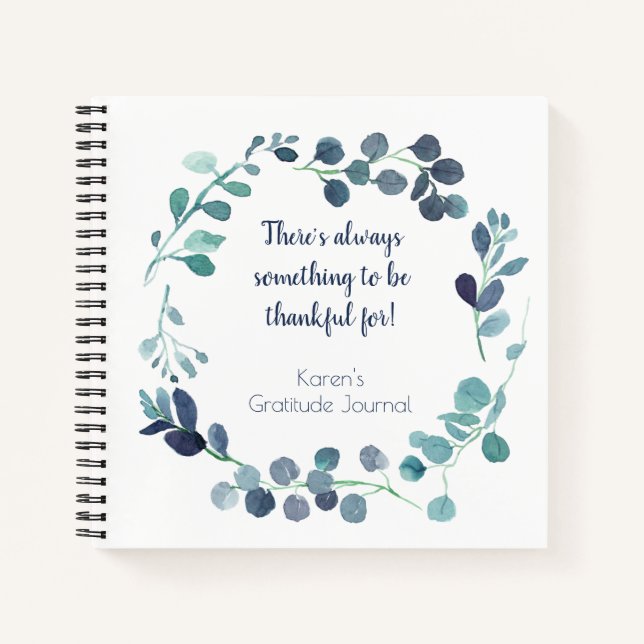 Journal de gratitude de couronne botanique bleu sa (Devant)