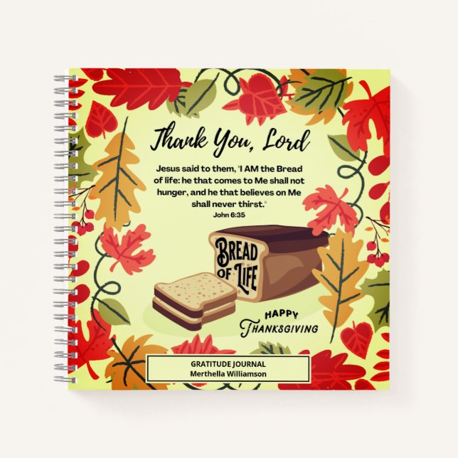 Journal de gratitude de Thanksgiving BREAD OF LIFE (Devant)