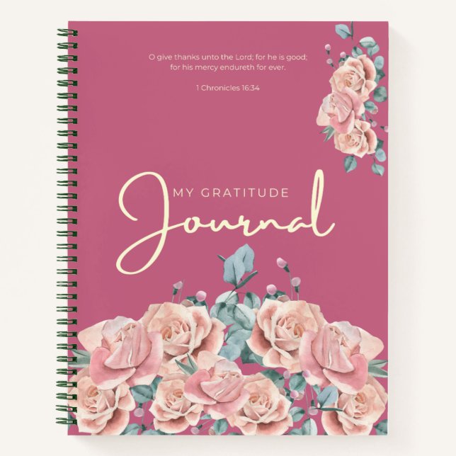 Journal de Gratitude | Dessin Floral Aquarelle Ros (Devant)