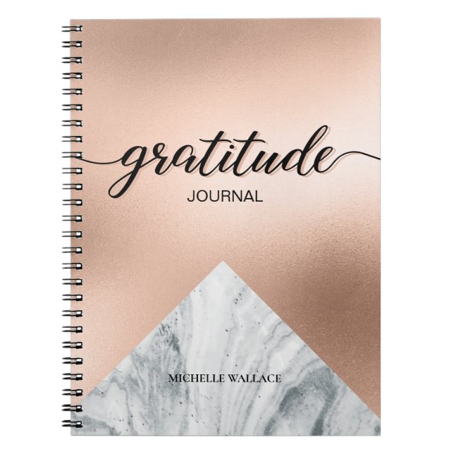 Journal de Gratitude du marbre d'or Rose personnal (Devant)