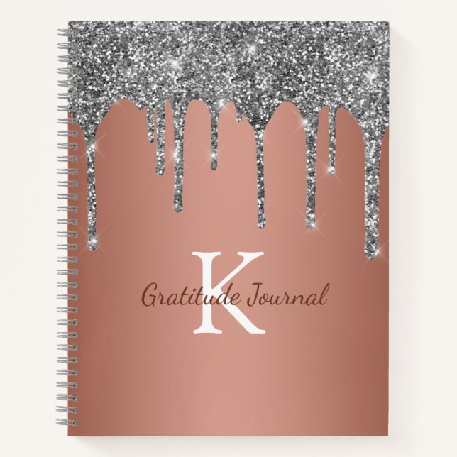 Journal de gratitude en or rose avec paillettes ar (Devant)