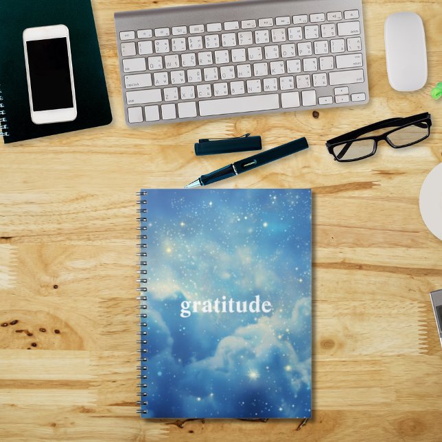 Journal de gratitude esthétique bleu nuageux | Réf (Créateur téléchargé)