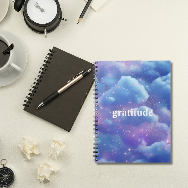 Journal de gratitude esthétique bleu nuageux | Réf (Créateur téléchargé)