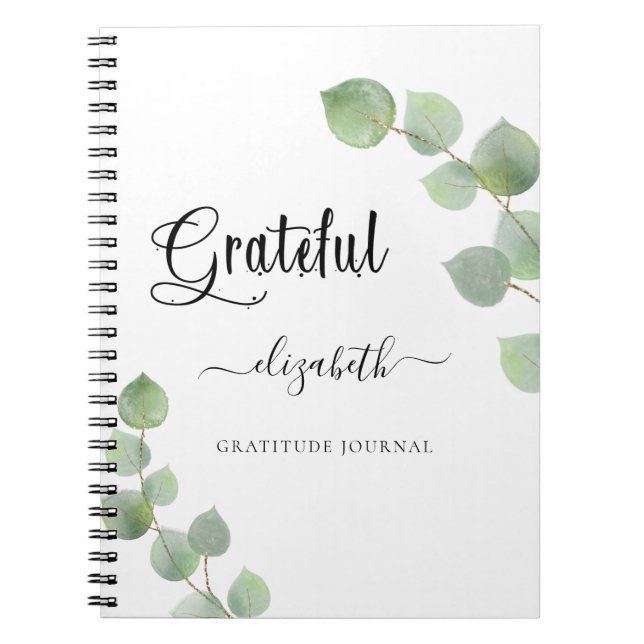 Journal de Gratitude eucalyptus script vert (Devant)
