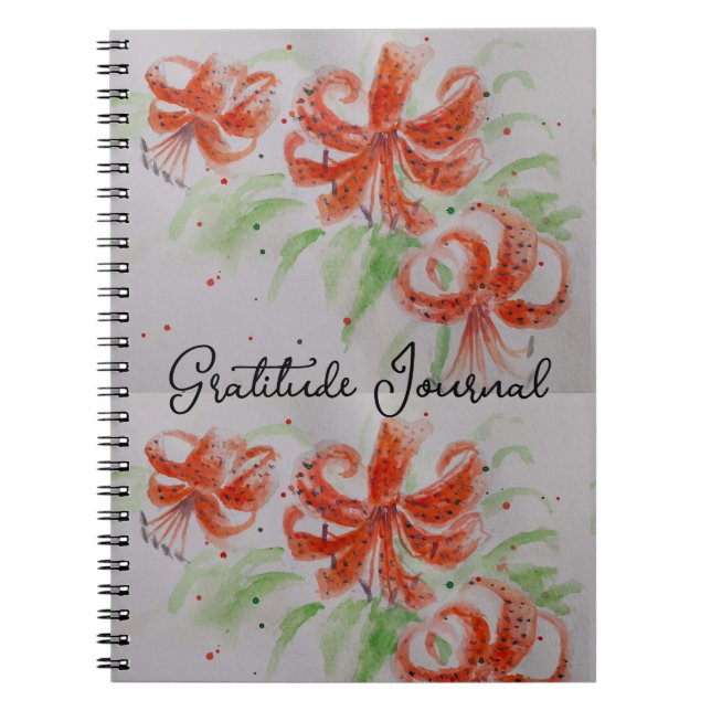 Journal de gratitude floral de lis lis tigre orang (Devant)