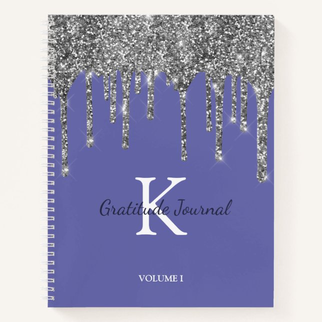 Journal de gratitude gouttes de paillettes argenté (Devant)