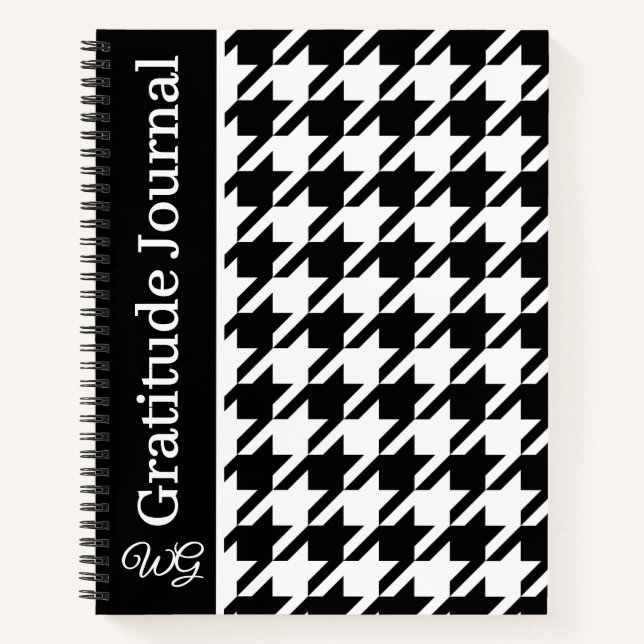 Journal de gratitude Houndstooth noir et blanc (Devant)