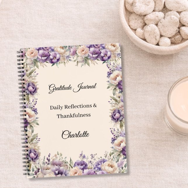 Journal de gratitude lavande champagne florales (Créateur téléchargé)