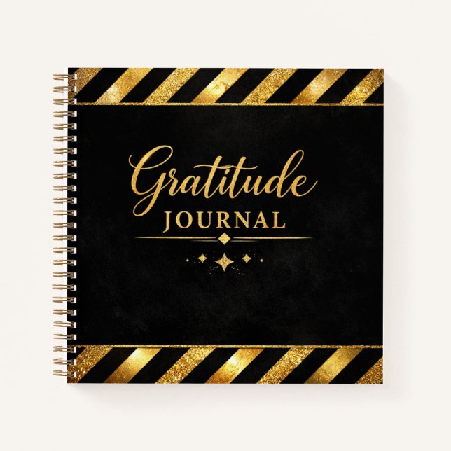 Journal de gratitude, Luxe Moderne Luxe Noir Or (Devant)