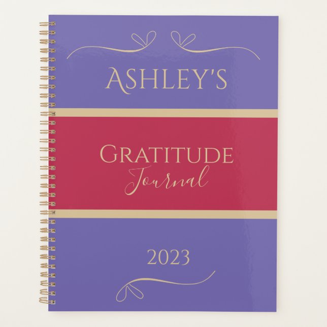 Journal de Gratitude moderne Lilac Gold personnali (Devant)