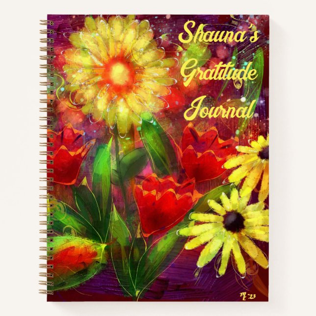 Journal de gratitude personnalisé avec abstrait fl (Devant)